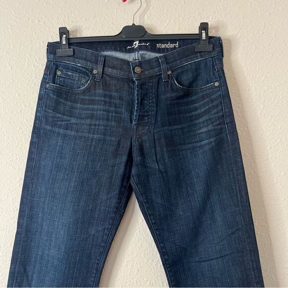 7 For All Mankind The Standard Straight Dark Wash Jeans Size 33 - Picture 4 of 13